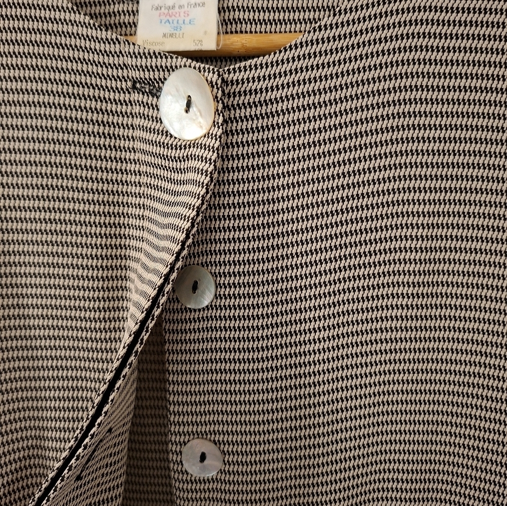 Sandro Paris Women's Black & Tan Check Vintage Jacket/Blouse (Size EU 38; US M) - Picture 5 of 9